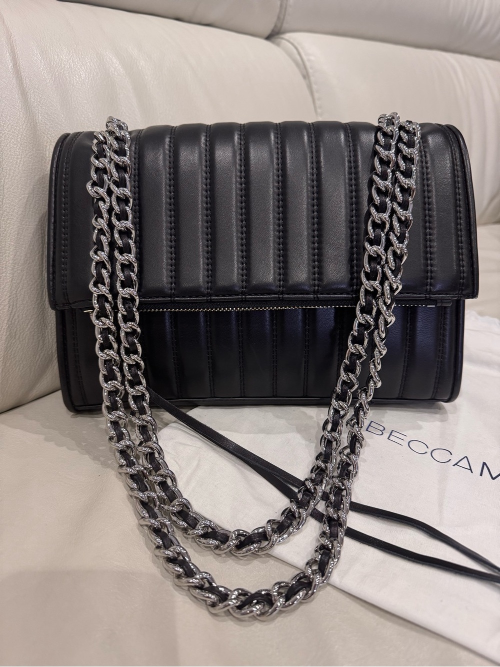 [NWT] Rebecca Minkoff - Quilted Black Leather Chain Shoulder Bag
